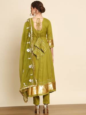 Mehendi Green Anarkali Suit Set with Dupatta 3