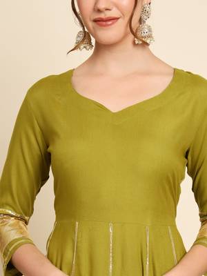 Mehendi Green Anarkali Suit Set with Dupatta 4