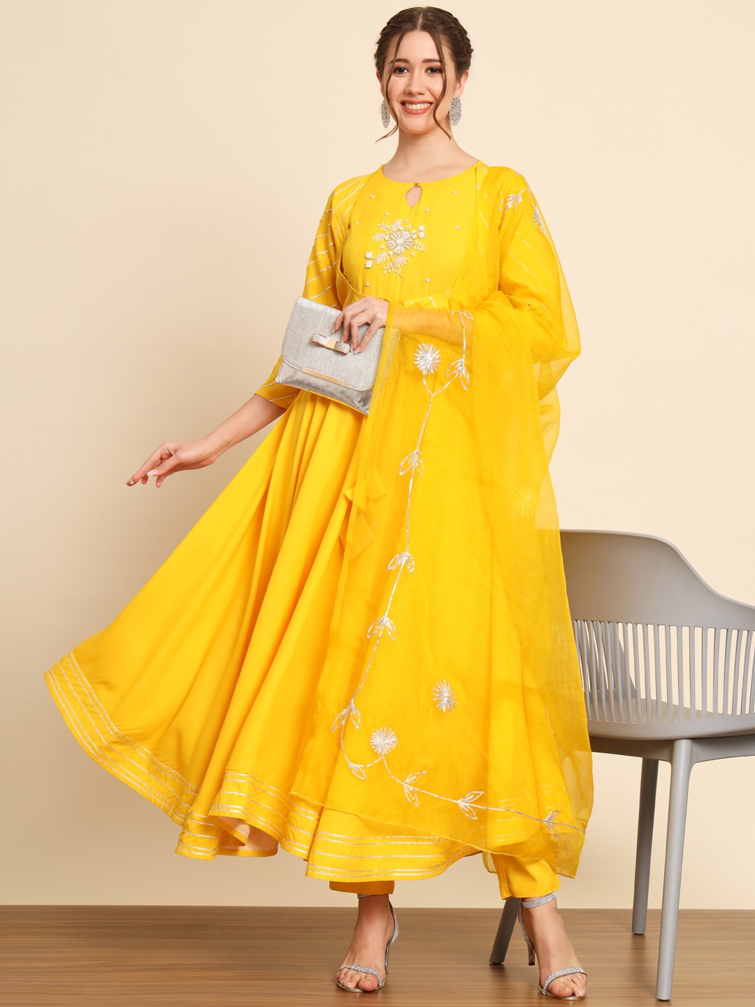 Yellow Anarkali Suit for Holi