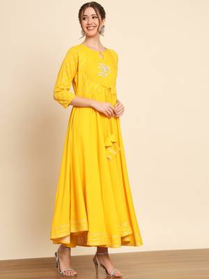Yellow Embroidered Anarkali Suit Set with Dupatta 4