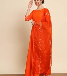 Orange Anarkali Suit Set with Dupatta