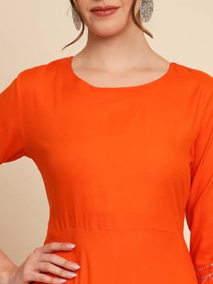Orange Anarkali Suit Set with Dupatta 4