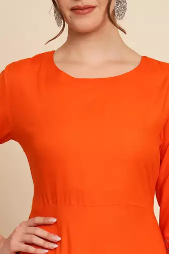 Orange Anarkali Suit Set with Dupatta