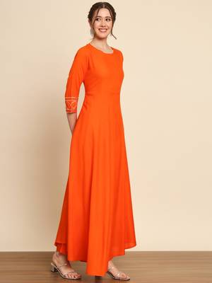 Orange Anarkali Suit Set with Dupatta 6