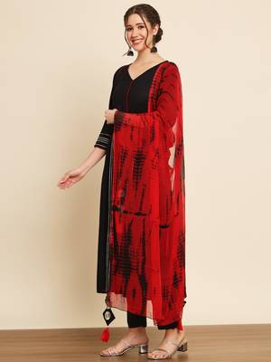 Black and Red Flared Suit Set with Dupatta 2