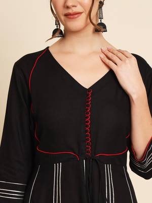 Black and Red Flared Suit Set with Dupatta 4