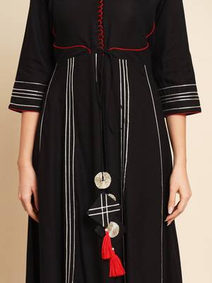 Black and Red Flared Suit Set with Dupatta 7