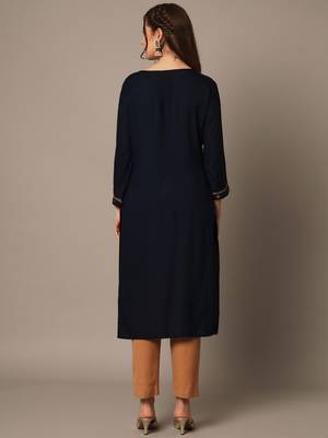 Navy Blue and Beige Yoke Design Kurta Set 2