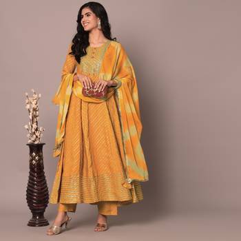 Yellow Anarkaii Kurta Pants with Dupatta 1