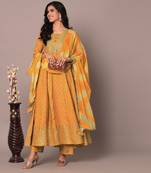 Yellow Anarkaii Kurta Pants with Dupatta