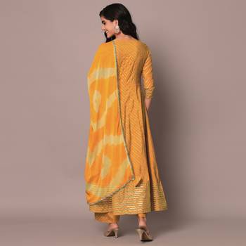 Yellow Anarkaii Kurta Pants with Dupatta 3