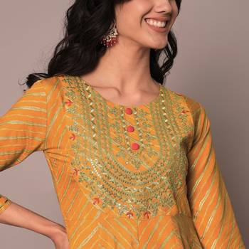 Yellow Anarkaii Kurta Pants with Dupatta 4