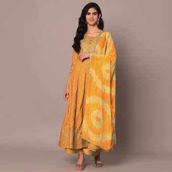 Yellow Anarkaii Kurta Pants with Dupatta 5