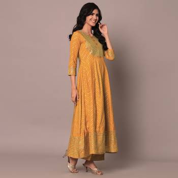 Yellow Anarkaii Kurta Pants with Dupatta 6