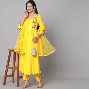 Mango Yellow Flared Suit Set with Dupatta 1