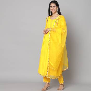 Mango Yellow Flared Suit Set with Dupatta 2