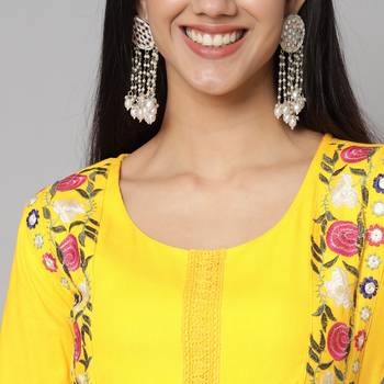 Mango Yellow Flared Suit Set with Dupatta 4