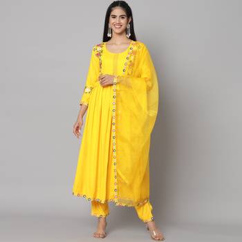 Mango Yellow Flared Suit Set with Dupatta 5