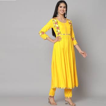 Mango Yellow Flared Suit Set with Dupatta 6
