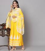 Yellow Flared Suit Set with Dupatta
