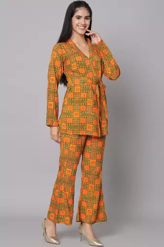 Multicolored Ethnic Print Co-ord Set for Women