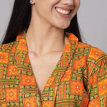 Multicolored Ethnic Print Co-ord Set for Women 4