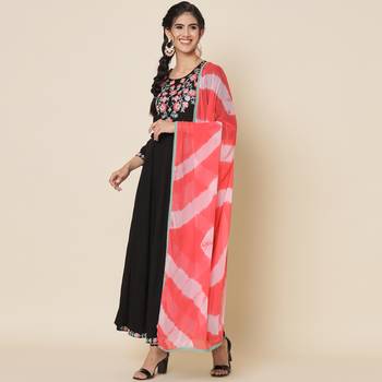 Black and Pink Flared Suit Set with Dupatta 2