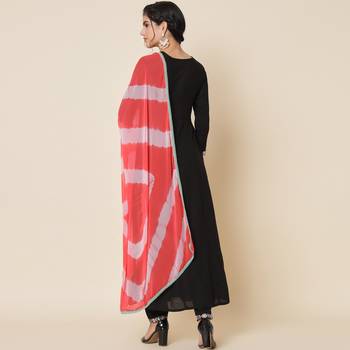 Black and Pink Flared Suit Set with Dupatta 3