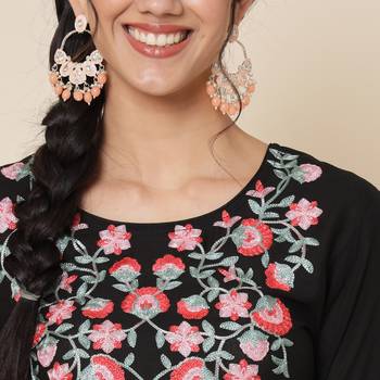 Black and Pink Flared Suit Set with Dupatta 4
