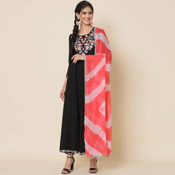 Black and Pink Flared Suit Set with Dupatta 5