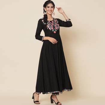 Black and Pink Flared Suit Set with Dupatta 6