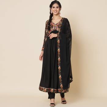 Black Ethnic Printed Anarkali Suit Set with Dupatta 5