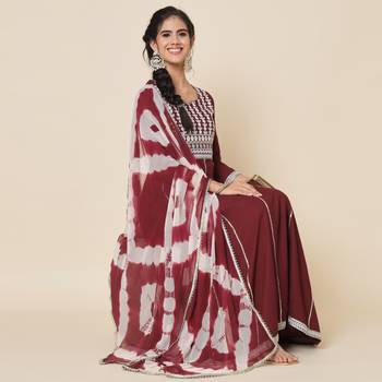 Brown Embroidered Anarkali Suit Set with Dupatta 1