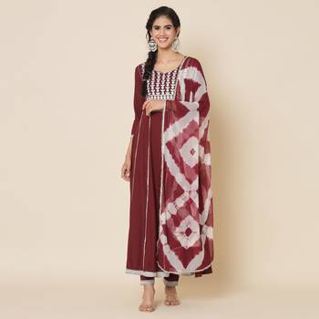 Brown Embroidered Anarkali Suit Set with Dupatta 5