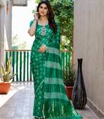 TEAL BANDHEJ SILK TRENDY SAREE