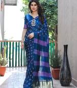 BLUE BANDHEJ SILK TRENDY SAREE