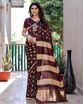 MAROON BANDHEJ SILK TRENDY SAREE 3