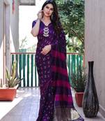 PURLE BANDHEJ SILK TRENDY SAREE