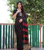 INDIGO  BANDHEJ SILK TRENDY SAREE