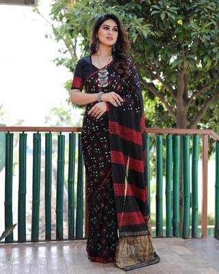 INDIGO  BANDHEJ SILK TRENDY SAREE 2