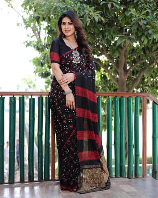 INDIGO  BANDHEJ SILK TRENDY SAREE 3