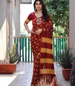 RED BANDHEJ SILK TRENDY SAREE