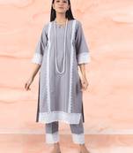 Grey cotton kurta paired with matching pant