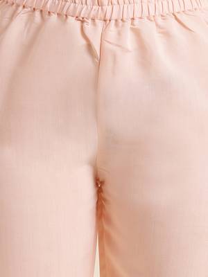 Peach Cotton Blend Straight embroidery Kurta suit with dupatta 3