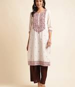 off-white floral printed cotton kurti