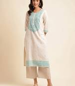 off-white printed simple straight cut kurti