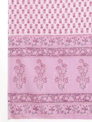 Pink Floral print pure cotton kurta with trousers &dupatta set 4