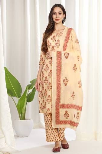 womens printed classy kurti and pant with dupatta