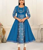 WOMEN COTTON HAND PRINT LIGHT EMBAROIDERY WORK KURTIS