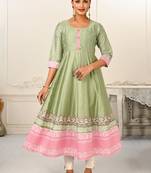 WOMEN COTTON HAND PRINT LIGHT EMBAROIDERY WORK KURTIS